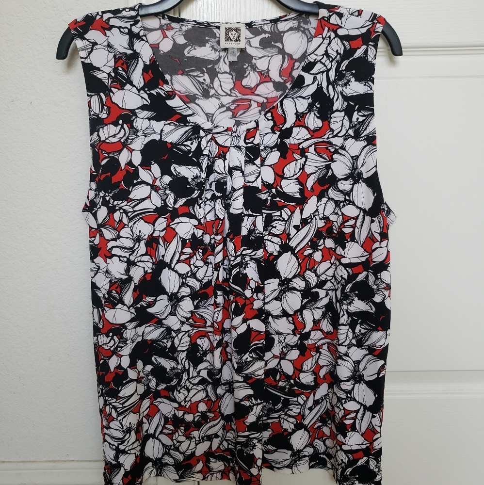 Anne Klein Sleeveless Red/Black Top
